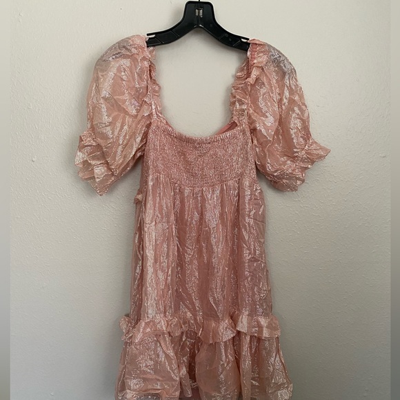 LoveSam Free People Shimmer and Shine Ruffle Mini Dress Size Small - Picture 7 of 7